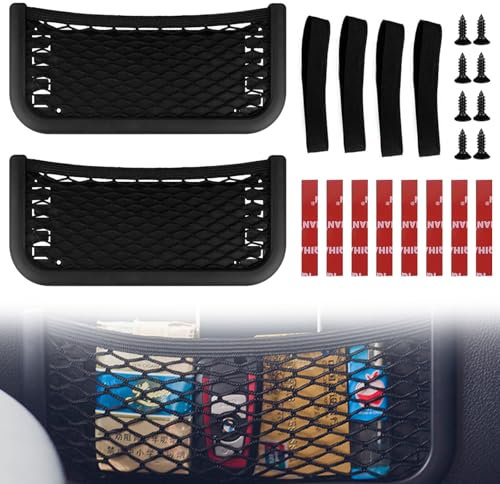 Storage Nets for Campervans, 2 Pcs Universal Car Mesh Storage Organizer Pocket Net with Plastic Frame Seat Back Pockets for Motorhome, Truck, Boat (26 x 12 cm)