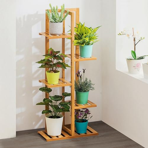 Scaffale per Piante Fiore, Scale in Legno di bambù Vasi Multistrato Supporto per Supporti con 6 Ripiani per Interni Esterni Balcone Giardino Soggiorno 45 X 22 103 Cm Patio