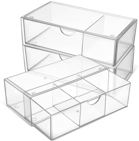 Luxshiny Schmink Aufbewahrungsbox Mit Deckel Transparente Acryl Lagerung Für Lippenstift Und Wattepads Stapelbar 3Er Set Für Badezimmer Schminktisch Schreibtisch