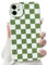 NITITOP Compatible with iPhone 11 Case Cute Aesthetic Checkerboard Checkered Pattern for Women Girl Trendy Slim Fit TPU Silicone Shockproof Full Camera Protection Cover - Green