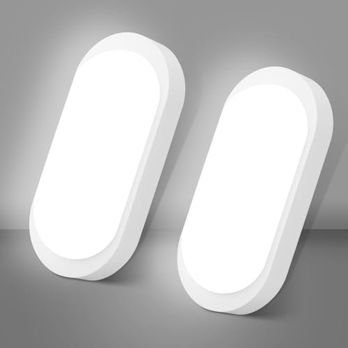 2 Stück Kellerlampe LED Deckenleuchte 18W 1800LM, IP65 Feuchtraumleuchte, Wandleuchte LED Lampe Ovalleuchte Neutralweiß 4000K, Kellerleuchte für Flur Keller Badzimmer Garten Garage Balkon