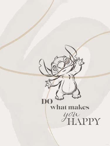 Komar Wandbild- Disney Lilo and Stitch Do What Makes You Happy - Größe 30 x 40 cm - Poster, Kinderzimmer, Dekoration - gerollt ohne Rahmen