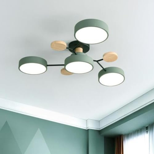 TONGNIDA Deckenleuchte, 4 LED-Köpfe, Dreifarbige, Dimmbare 48-W-Deckenleuchte für Wohnzimmer, Flur, Esszimmer, Büro, Schlafzimmer (Grün)
