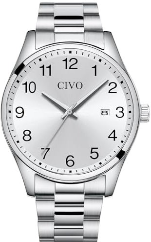 CIVO Herren Uhren Analog Edelstahl: Minimalismus Leicht Lesbare Armbanduhr mit Datum