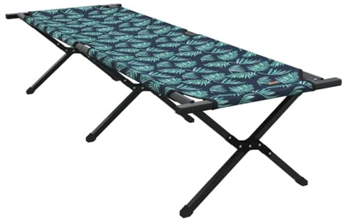 vidaXL Klappbare Sonnenliege mit Tragetasche Blättermuster 600D Oxford Stoff für Camping und Strand. Tragbare Outdoor-Lounge, klappbar, Polyester, leichte Schwarze Rahmenliege