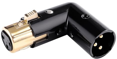 KUOQIY 3-Poliger XLR 90 Grad Adapter, Verstellbarer Rechtwinkliger XLR Stecker auf Buchse Adapter, mit Schraubendreher, für Mischpult, Mikrofon, Audiogeräte, Vergoldet