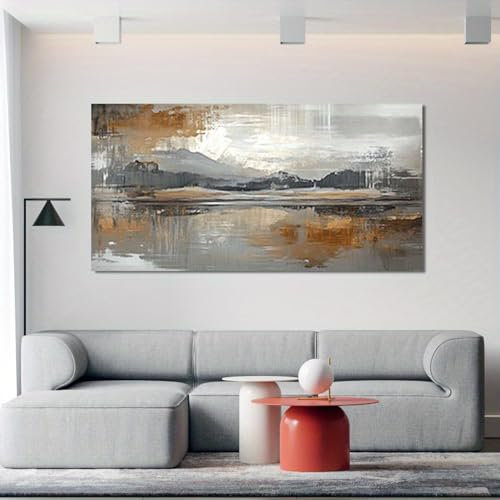 IHHGNB Abstrakte Leinwand-Wandkunst, minimalistisches Landschaftsgemälde in warmen, kühlen Tönen, Bild, gedrucktes Poster für Wohnzimmerdekoration, 30 x 60 cm (12 x 24 Zoll), rahmenlos
