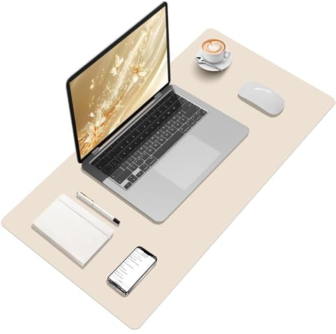 Zindoo Schreibtischunterlage 80x40cm Beige Wertet Jeden Arbeitsplatz auf | Schützt vor Kratzern & Flecken, Ideal als Mauspad & Schreibunterlage – Rutschfest, Wasserabweisend & Langlebig