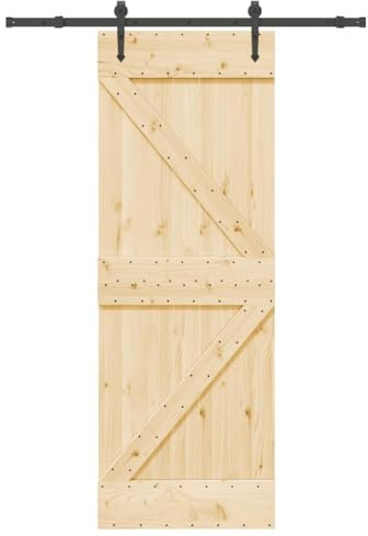 Puraday Porta scorrevole in legno, per interni o camera da letto, mobili d'ingresso, design salvaspazio, marrone e nero, 70 x 210 cm