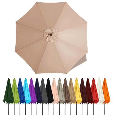 Umbrella Canopy Replacement Outdoor 6/8 Rib 6FT 7FT 8FT 9FT 10 FT 11FT, Market Patio Table Cover For Backyard Garden Courtyard Swimming Pool Lawn, Market Umbrella Top(Champagne,2.3m - 8Ribs)
