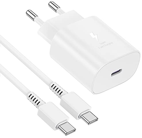 USB C Ladegerät, Schnellladegerät 25w mit 2M Kabel, Ladekabel USB C mit Netzteil,Typ C Schnellladegerät, Fast Charger für Galaxy S23/S22/S21/S20/10,Ultra, A53 5g,A52(Weiß)