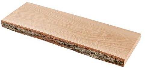 Schweberegal Holz mit unsichtbarer Befestigung, 60 × 23,5 cm, Baumkante | Natürlicher Rinde, Wandregal Naturholz, Tragkraft von 5 bis 15 kg, Wandablage aus Holz mit Wabenkern