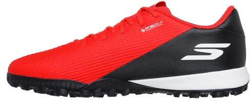 Skechers SKX_2 Academy TF - Tenis de fútbol para Hombre, Ligeros, Control preciso, Color Rojo sintético/Ribete Negro, Talla 9.5 UK
