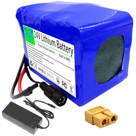 WSDAV Lithium-ion Battery 24V Lithium Battery Pack 24V 2Ah 4Ah 6Ah 8Ah 10Ah 12Ah with Charger for 50W 100W 150W 200W 250W 300W Motor