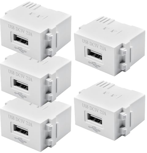 5 Stück USB Stromversorgungsmodul, 220V auf 5V Transformator, 2,1A USB Ladeadapter Modul für Smartphones, Mobiltelefone & USB-Geräte, Ladeplatine Schaltadapter (5)