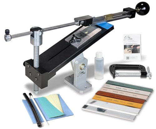 EDGE Pro Beveltech 4 Precision Knife Sharpening System - Guided Sharpener with Laser Engraved Angles, Tilting Working Height and Multiple Mounting Options - Complete Kit of