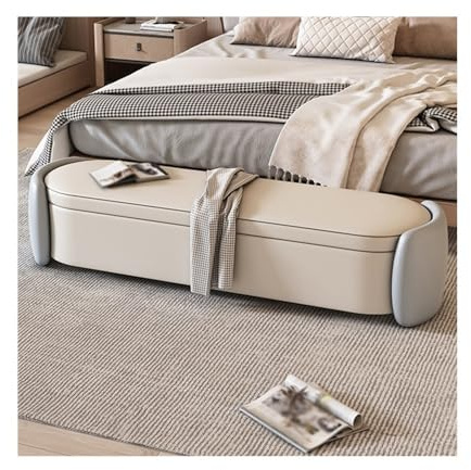 Sängbänk Ljus lyxig sänggavel i sovrummet, förvaringsbädd, soffa fram, lång, bänk entrén, skobänk(Light Gray,Medium)