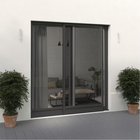 Moustiquaire coulissante alu grise H 240 cm x L 240 cm