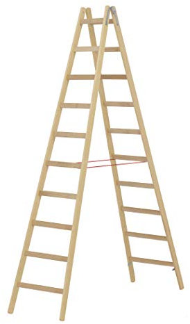 Hymer 7141020 Holz-Sprossenstehleiter, 2x10 Sprossen