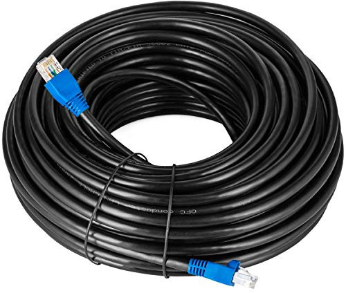 MutecPower cable 50m cable de red ethernet Cat5E exterior con enchufe RJ-45 - UTP - CCA - Negro - 50 metros