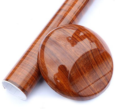 DSstyles Glossy Wrap Wood Grain Vinyl Wrap Car Sticker Wrap Roll Film Self Adhesive Skin - Brown A