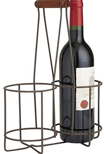 AUBRY GASPARD Porte-Bouteilles en métal Vieilli et Bois. Capacité 2 Bouteilles.