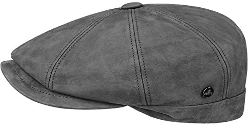 LIERYS Nappa Wax Ledermütze Schirmmütze Flatcap Herren Wintercap Made in Italy Herbst Winter grau 59 cm