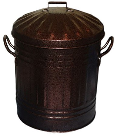 Easy Shopping Small 15 Litre 15L Round Shape Several Colour Metal Bin Recycle Rubbish Waste Dustbin Bin with Lid (Bronze)