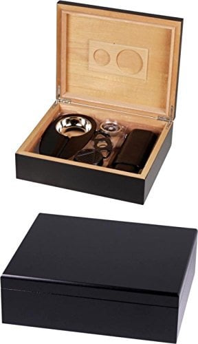 Lifestyle-Ambiente Humidor-Set schwarz V-300 Polymerbefeuchter 30 Zigarren inkl Tastingbogen