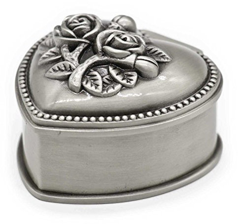 AVESON Classic Vintage Heart Shape Small Metal Jewelry Box Ring Trinket Storage Organizer Chest Gift for Girls Ladies