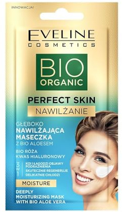 Eveline Cosmetics Perfect Skin Feuchtigkeitsmaske mit Bio-Aloe für trockene und gereizte Haut Tiefenbefeuchtung & Sofortige Linderung 8ml