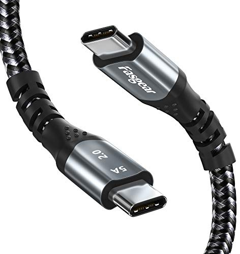 Fasgear USB C zu Typ C Kabel, 100W Nylon geflochtenes Schnellladekabel Powerline Kompatibel mit 2018 Mac-Book Air, 2018 i-Pad Pro, 2018 Mac-Book Pro, Galaxy Note 10 S24, Swit-ch (1m, Schwarz)
