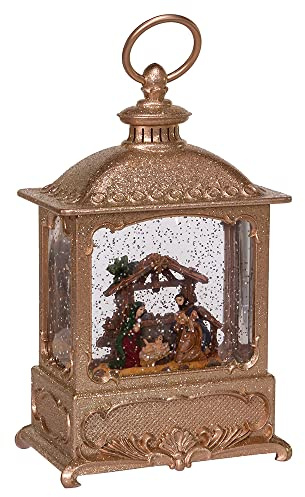 Kurt S. Adler 8.75 Batteriebetriebene LED Swirl Krippe in Wasserlaterne Wasserkerze, Kunststoff Metall Harz, Mehrfarbig, 8.75in
