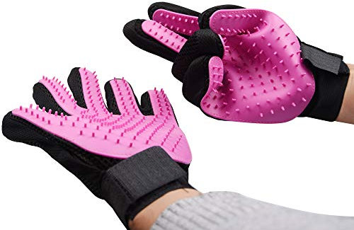 GDYS Zwei Sätze Reinigungs- und Massagehandschuhe für Haustiere, Badehandschuhe für Haustiere, Bürstenklebevorrichtung, Lecken von Katzenhaarentfernungshandschuhen (Rosa)