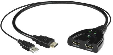 Hama HDMI Verteiler 2 Fach (Splitter HDMI mit USB Aschluss, 4K)