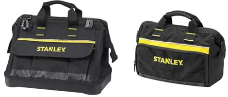 STANLEY 600 Denier Open Mouth Tote Tool Bag, Multi-Pocket Storage Organiser for Tools & Tool Bag 30 x 25 x 13 cm in Resistant 600 x 600 Denier with 8 Interior 2 Exterior Pockets and Reinfored Base