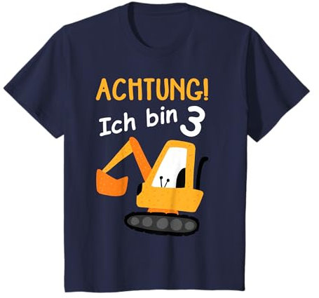 Kinder Achtung ich bin 3 Design für 3 Geburtstag Baustelle T-Shirt