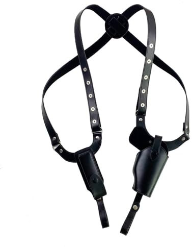 Schulterholster Vertikal, Einstellbar PU Leder Pistolenholster, Hidden Underarm Shoulder Holster mit Magazintaschen für 1911 92 96 G45,43 Braun