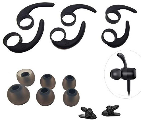 Pack: 3 Pairs (LMS) Ear Wing Tips Silicone Hooks Replacement Fins, 3 Pairs (LMS) Eartips Replacement Buds for in-Ear Sport Earphone, 2 Pcs 360 Cord Clips, for Jaybird X4 X3 X2 X More