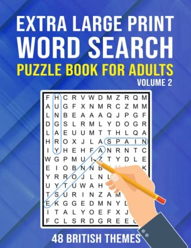 Extra Large Print Word Search Puzzle Book for Adults, Volume 2 - 48 British Themes: Find a Word Puzzles for Adults, Seniors & Elderly