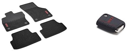 Volkswagen 5GV061550041 Tapis Tous Temps GTI Avant/Arrière, Noir/Rouge & Original pour VW Golf 7 (5G) Couverture GTI Design Clés d'allumage Clé Housse Façade Cover Noir Rouge 000087012 algca