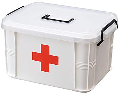 ikasus Medizinbox Erste Hilfe Koffer - Hausapotheke mit Tragegriff - Erste Hilfe Box Zur Tragbare Aufbewahrung Medizinkoffer Medizinkisten für zu Hause im Freien Kunststoff 33 X 24 X 19cm