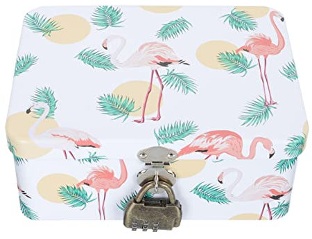DOITOOL Aufbewahrungsbox Mit Schloss Für Schmuck Und Kosmetik Dekorative Box Mit Feinem Design Für Zuhause Für Aufbewahrung Von Kleingeld Und Beauty-produkten Mit Flamingo-muster