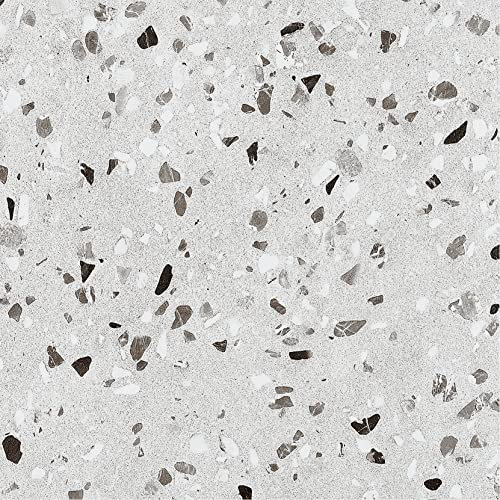 FunStick Dalle PVC Adhesive Sol Gris Terrazzo 30X30CM 5 Dalles Sol PVC Effet Marbre Blanc Autoadhésif Carrelage Cuisine Sol Autocollant Salle de bain Marbre Imperméable Vinyle Sol Adhesif Chambre