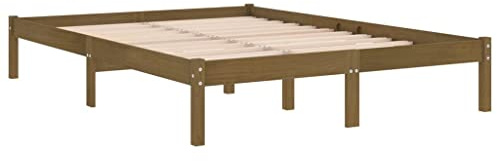 vidaXL Estructura Cama sin colchón Madera Maciza marrón Miel 200x200cm