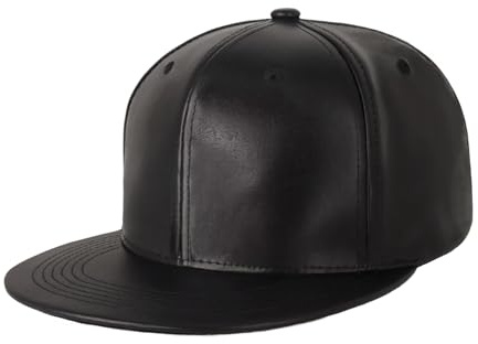 CHOK.LIDS PU Leather Flat Brim Snapback Hat Hip Hop Baseball Cap