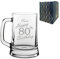 Personalised Engraved Tankard Beer Mug Stein Happy 80th Birthday Handwritten Design Gift Boxed, 16.75oz/495ml Classic Beer Glass, Any Name, Engraved in The UK