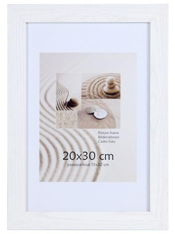 KM Foto Bilderrahmen Holz Plexi Acryl Rahmen quadratisch Collage Wanddeko Poster S215: Farbe: Weiß | Format: 20x30