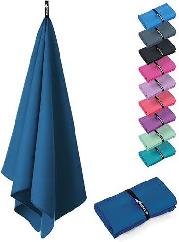 Fit-Flip Microfaser Handtücher - kompakt und leicht - Mikrofaser Handtuch schnelltrocknend - als Reisehandtuch, Sporthandtuch, Strandtuch - Badetuch groß (1x 100x50cm, Azure Blue)