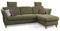 CAVADORE Schlafsofa Trend / Skandinavisches Ecksofa mit Federkern, Bettfunktion, Bettkasten im Longchair und 2 Kopfstützen / 249 x 86 x 162 / Cord, Olive